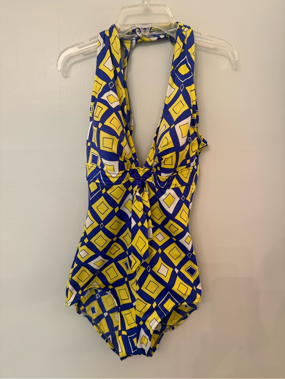 RETRO Vintage JANTZEN SWIMSUIT Blue & Yellow One piece Bathing suit size 12